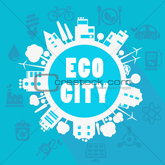 Vector eco town illustration