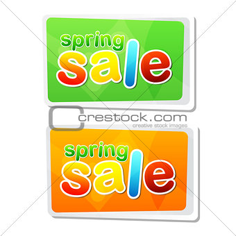 spring sale in two flat design labels