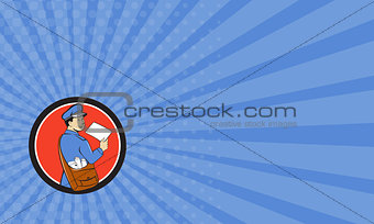 Business card Mailman Deliver Letter Circle Cartoon