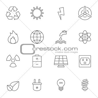 Eco energy outline icons