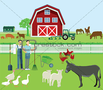 Farmer and Agriculture with animals