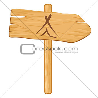 camping. Vector wooden pointer