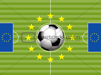 Football Soccer pitch and european flag