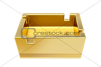 Golden ashtray isolated on white