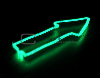 3d render arrow neon sign isolated on black background