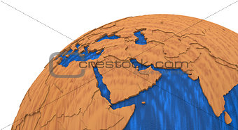 Middle East on wooden Earth