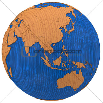 Asia on wooden Earth