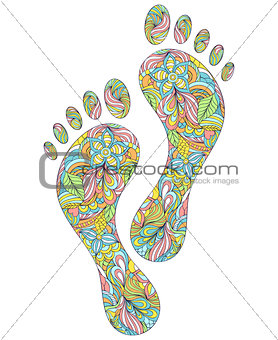 human footprints on white background