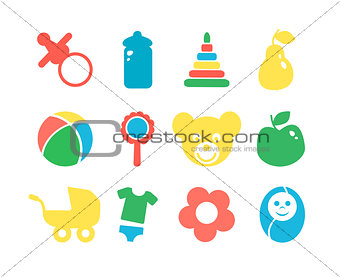 Set of baby objects colorful icon.