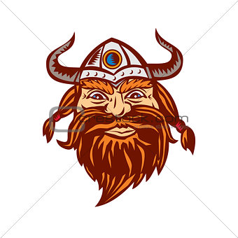 Viking Warrior Head Angry Isolated Retro