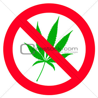 Symbol of forbidden cannabis