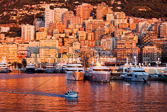 Port Hercule in Monaco at sunrise