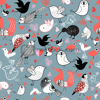 Graphic pattern of different birds