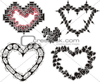 geometrical decorative hearts as mazes