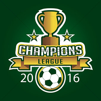 Champion soccer league logo emblem badge graphic with trophy