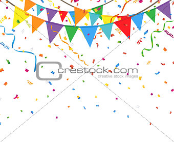 Party flags with confetti and streamer