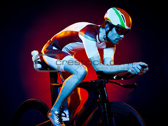 man cyclist cycling bicycle triathlon isolated