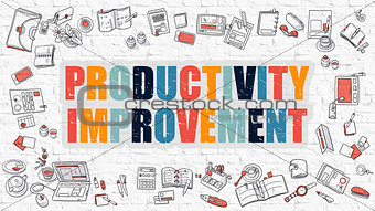 Productivity Improvement Concept with Doodle Design Icons.