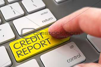 Hand Touching Credit Report Keypad.