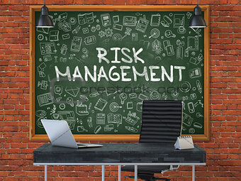 Chalkboard on the Office Wall with Risk Management Concept.