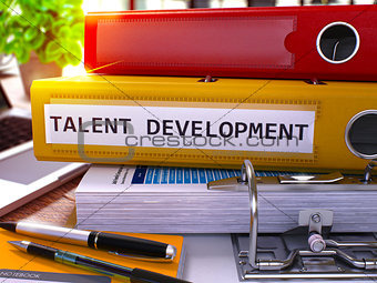 Yellow Office Folder with Inscription Talent Development.