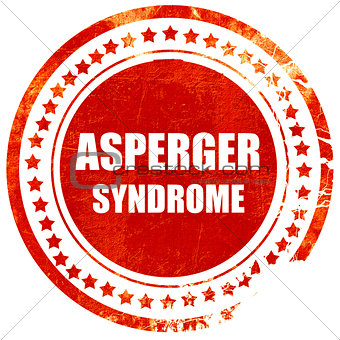 Asperger syndrome background, grunge red rubber stamp on a solid