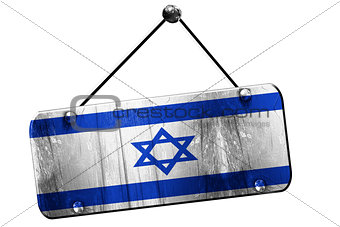 israel flag, 3D rendering, vintage grunge hanging sign