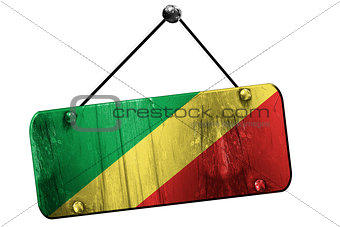 Congo flag, 3D rendering, vintage grunge hanging sign