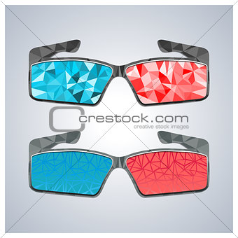 Polygon 3D glasses, vector illustration.