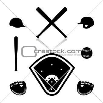Equipment for baseball, vector illustration.