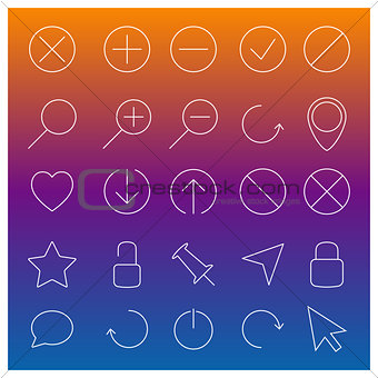 Set of linear Web icons, vector illustration.