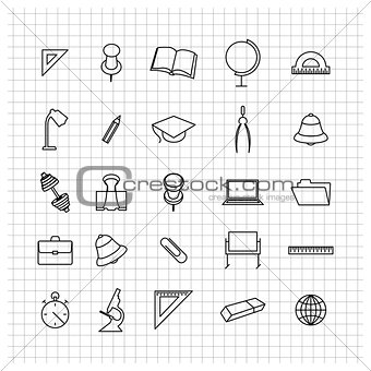 School set of icons, vector illustration.