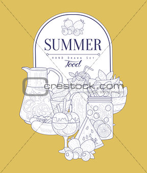 Summer Food Vintage Sketch