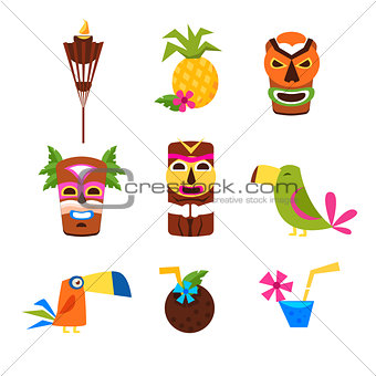 Hawaii Themed Set Of Icons