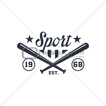 Classic Sport Label With Crossed Bats