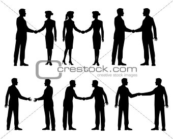Businessmen handshake silhouettes