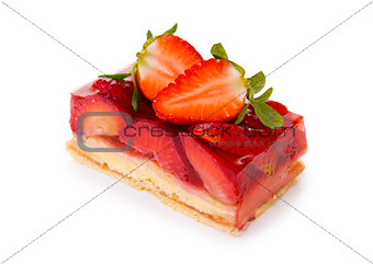 Fruitcake and strawberry isolated.