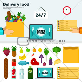 Banner and Icons of Delivery Food