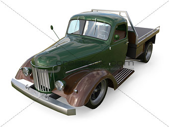 Old restored pickup. Pick-up in the style of hot rod. 3d illustration.
