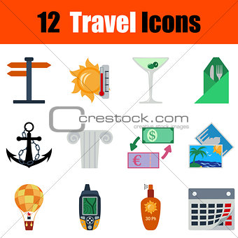 Flat design travel icon set