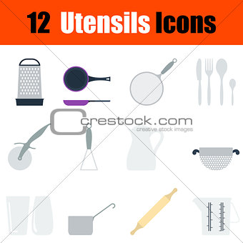 Flat design utensils icon set