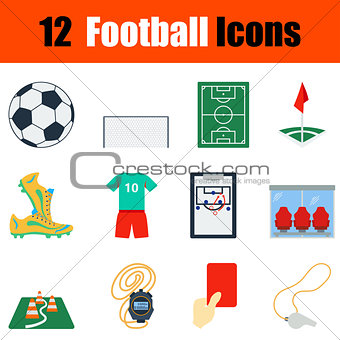 Flat design football icon set