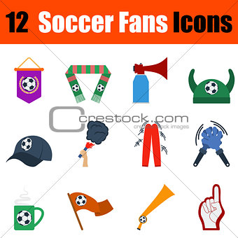 Flat design football fans icon set
