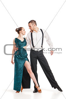 professional artists dancing over white