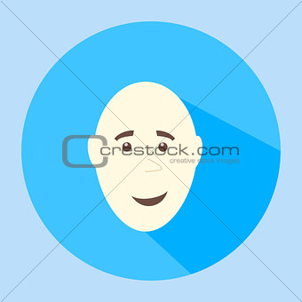 Color vector bald smiling flat icon man face emotion