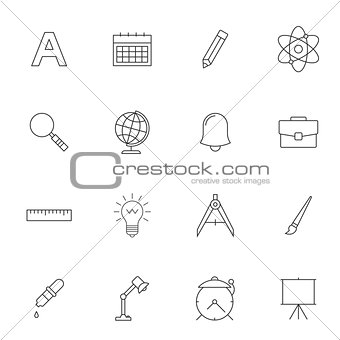 School education outline icons