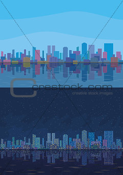 Night and day city landscape