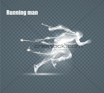 Running Man, flying lightning, vector illustration.