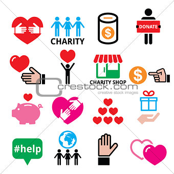 Charity, helping other people icons
