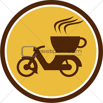Coffee Delivery Motorcycle Circle Retro